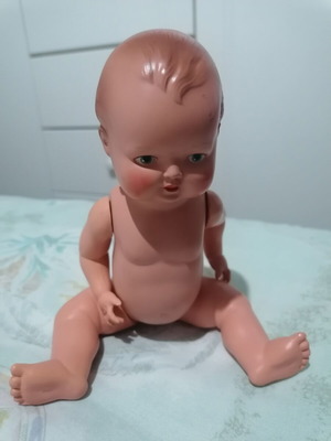 Vintage German Celluloid Minerva 20 Doll Baby Boy used, 1950s
