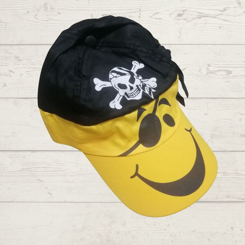 Kids Pirate Smiley Hat new, yellow and black, size 56