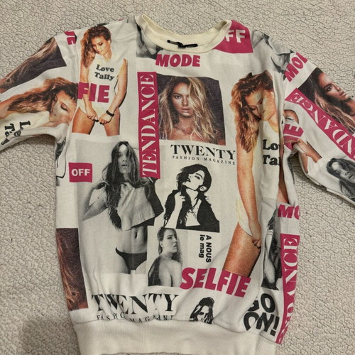 Y2K sweater like new, white and pink, size XS-S
