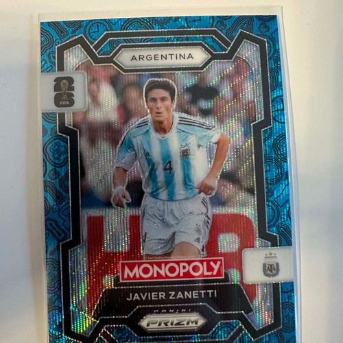 Javier Zanetti Four Corners Blue Wave #5 2026 Panini Prizm Monopoly FIFA World Cup sticker new