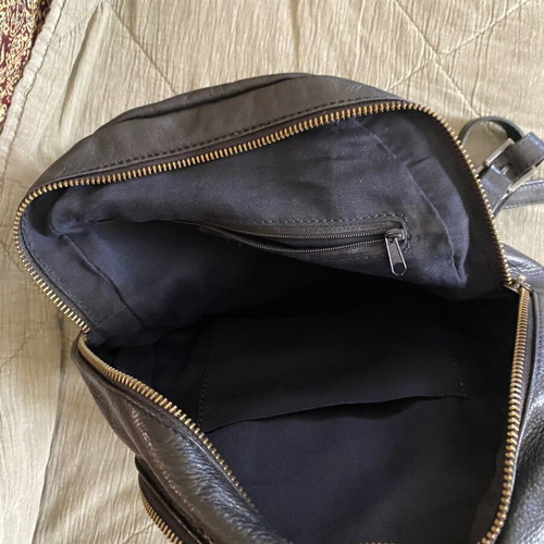 Black leather backpack bag