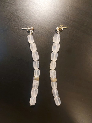 Dangling earrings used with silver clasp and white quartz beads
