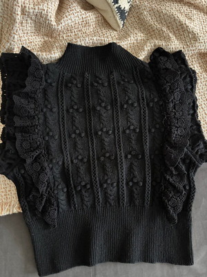 Πουλόβερ πλεκτό βελονάκι Zara μέγεθος Μ σαν καινούργιο, μαύρο