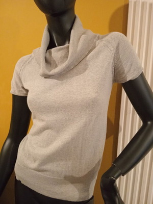 Motivi short-sleeve knit sweater, gray, size M, 5% cashmere