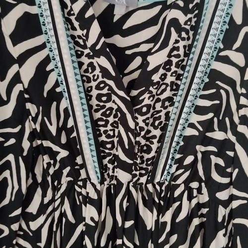Boho animal print dress C&A like new, black and white with blue details