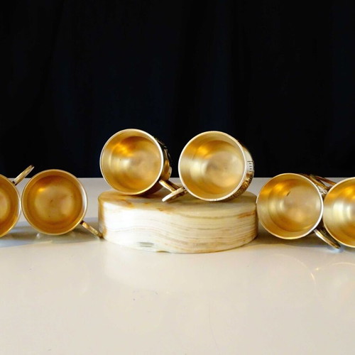 Brass Taj Mahal cups used, set of 6 pieces