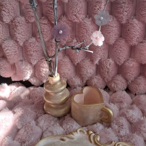 Custom-made gypsum ceramic set with vase, heart-shaped cup, and tray