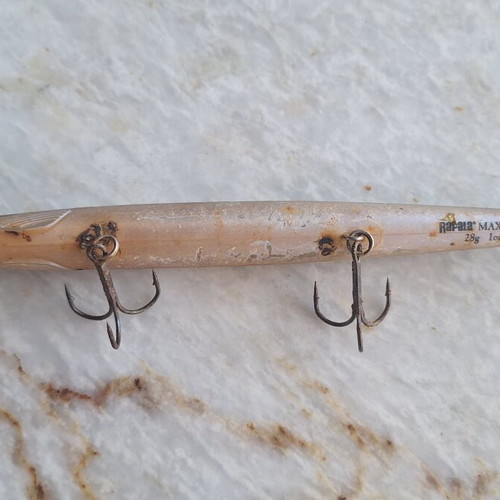 Rapala Max Rap used fishing lure in gopa color with green eyes