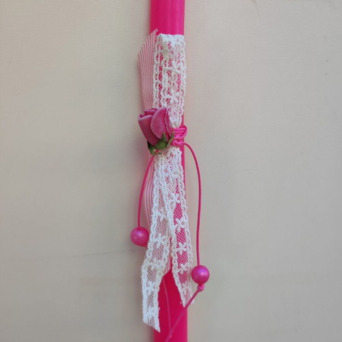 Fuchsia candle with lace and flower new