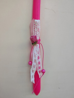 Fuchsia candle with lace and flower new
