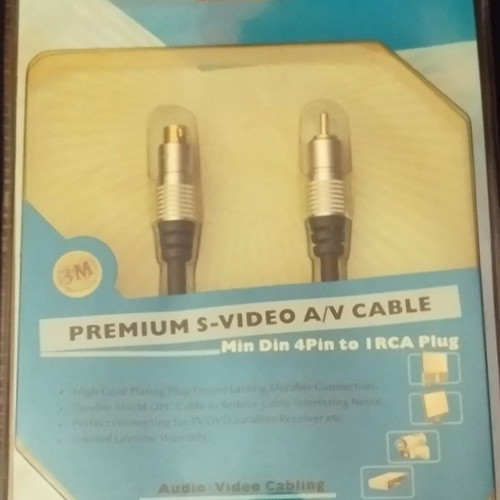 Premium S-Video A/V Cable Min Din 4 Pin to IRCA Plug New