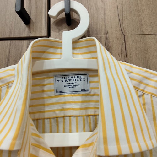 Charles Tyrwhitt striped yellow shirt, 100% cotton, size 16/34in