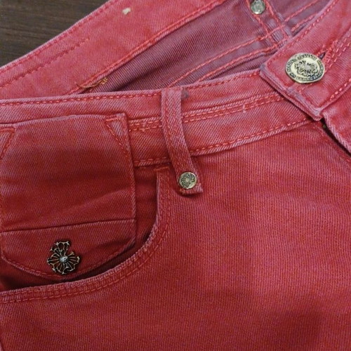 Maison Scotch women's denim pants used, dark red, size S
