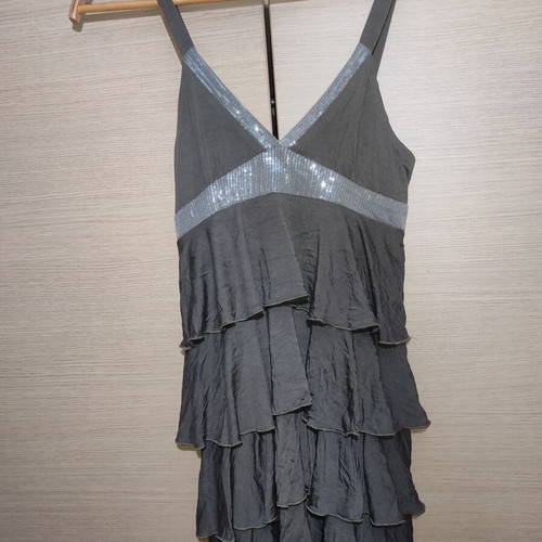 Mini evening dress khaki to gray with sequins, like new, size M