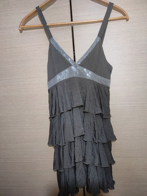 Mini evening dress khaki to gray with sequins, like new, size M