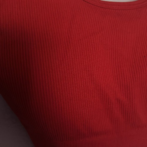 Red top with patches new without tags
