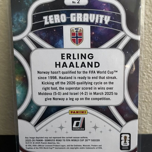 2025-26 Panini Donruss Road to World Cup Bronze Insert Zero Gravity Erling Haaland #2 like new