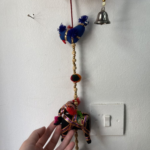 Ethnic Boho Wall Hanging Decorative Elephants and Bells like new