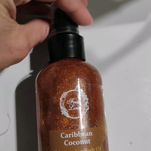 After sun oil Caribbean coconut Fresh Line used with glitter