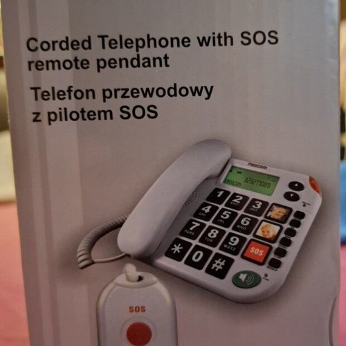 MaxCom KXT481 SOS corded home phone like new, white