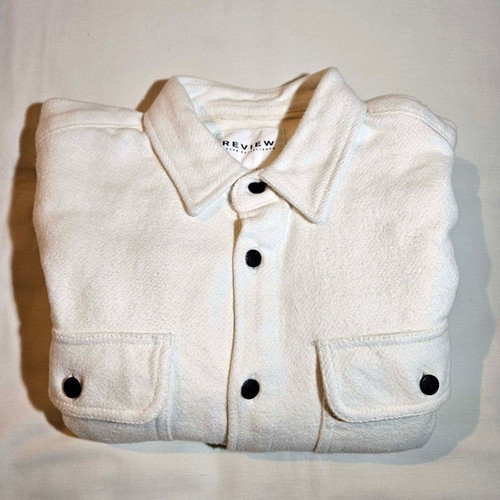 Review men's white shirt jacket size L like new