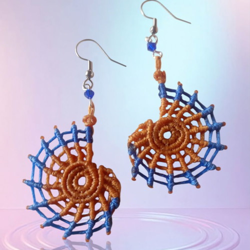 Macrame nautilus earrings new with stainless steel clasps