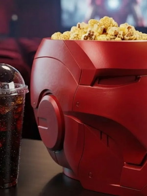 Iron Man Popcorn Bowl new, printed design, black and red