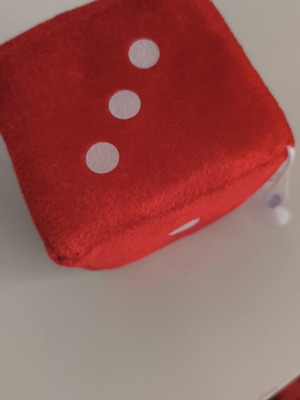 Large plush dice with suction cup and string
