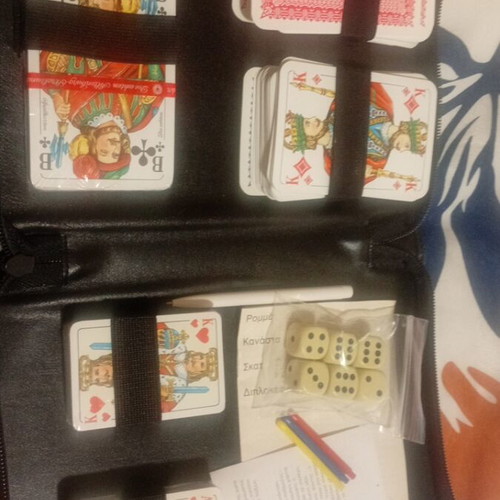 Vintage card game set like new with dice and travel case