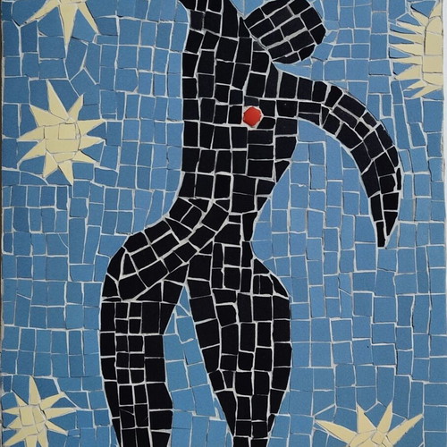 Mosaic art with ceramic tiles new, framed 19x26 and 34x40 cm
