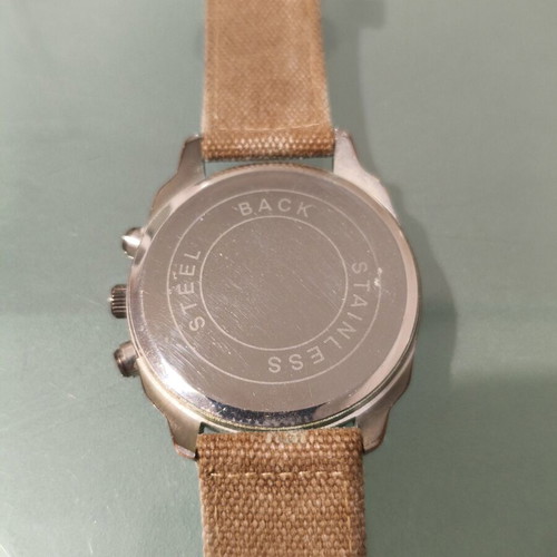FEMA Quartz B1059 men's watch used, beige fabric strap