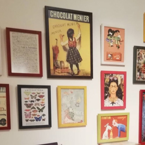 Set of vintage artistic frames with retro cinema and art posters