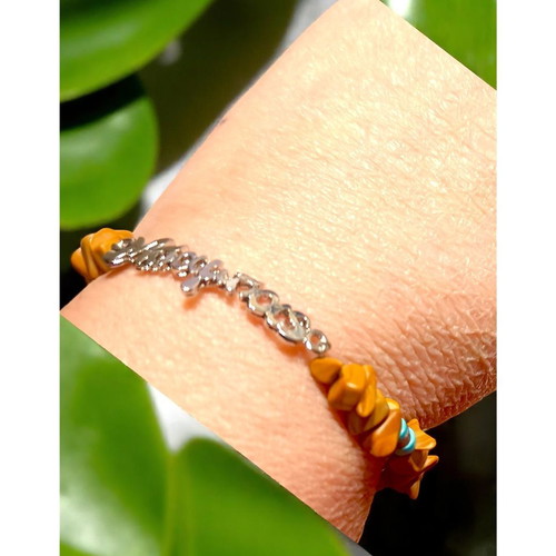 Handmade Dad bracelet with semi-precious stones and steel clasp new