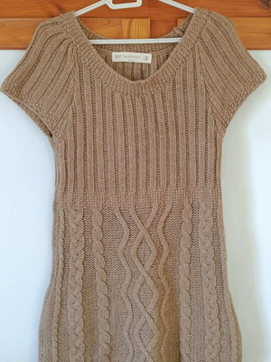 Zara wool dress with short sleeves, like new, beige, size L