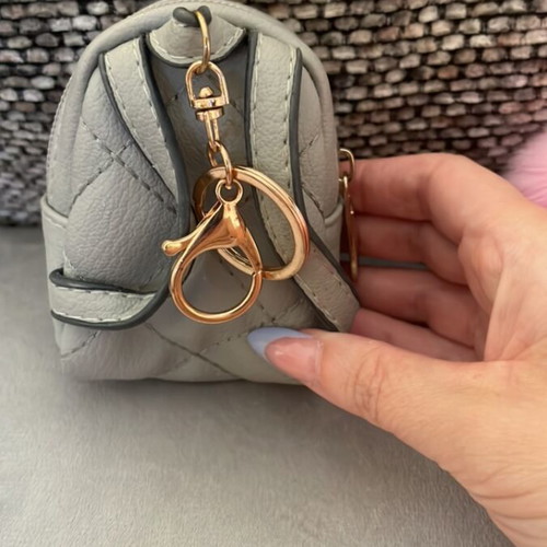 Keychain set used with velvet bunny, mini bag, and fur pom-poms