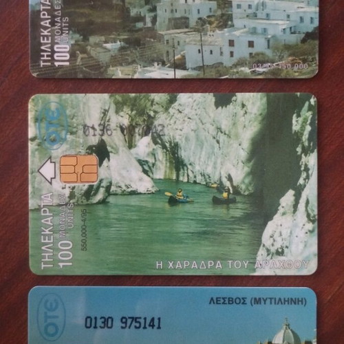 Greek phone cards 1995, Lesvos, Kythera, Arachthos