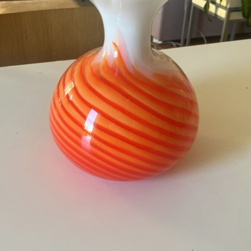 Vintage vase spherical orange white like new