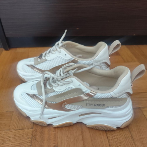 Steve Madden sneakers size 38 like new, white and beige