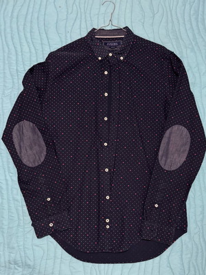 ZARA Man Navy Polka Dot Slim Fit Shirt Large like new