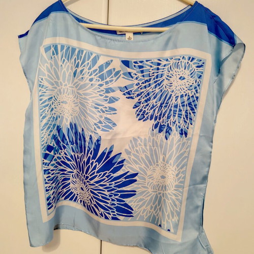 Banana Republic Silk Blouse like new, floral blue turquoise