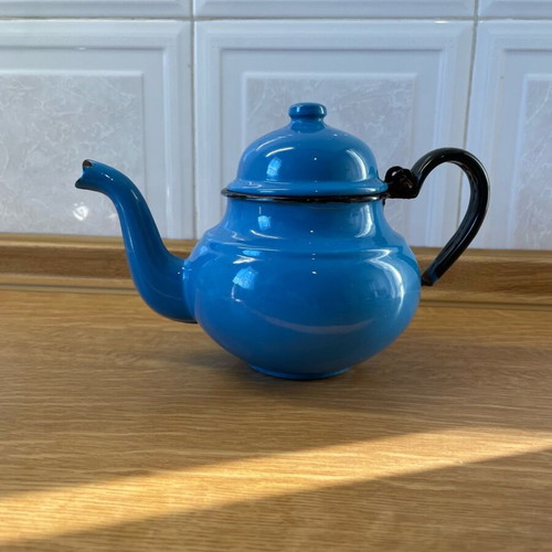 Vintage enamel teapot from Poland used