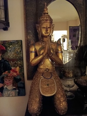 Thep Panom Thai Wooden Angel Statue like new, gold leaf