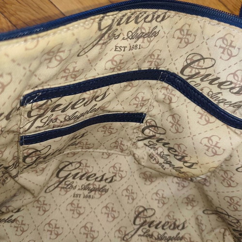 Guess shoulder bag used, navy with chains