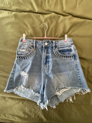 Attrattivo denim shorts with gems, XS size