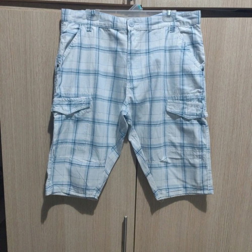 Men's bermuda shorts used, cotton, white and turquoise
