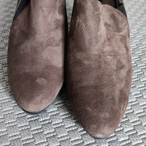 Melluso 37 brown leather suede and patent heel shoes used
