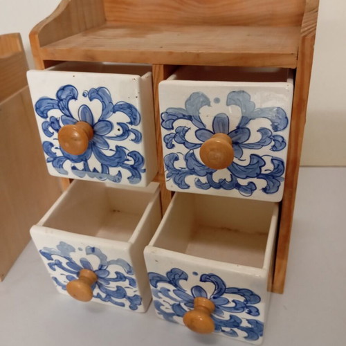Wooden wall-mounted drawers with porcelain drawers, new, pack of two