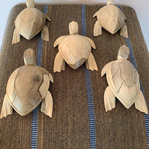 Decorative turtle handcarved from natural wood new