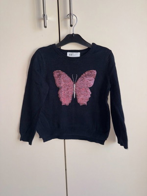 H&M sweater used, 104 cm, 3-4 years, with sequin butterfly