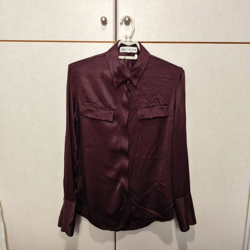 Shiny Zara shirt new, burgundy, size M